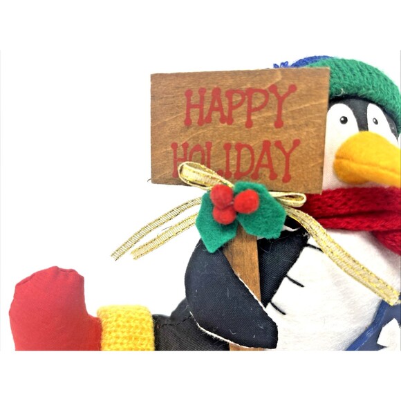 Ganz EX6353 Stuffed/Beans Penguin Splits Happy Holiday Shelf Sitter 6.5"H x 10"W - Picture 2 of 8